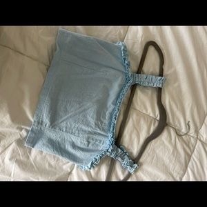 “L.A. Hearts” Linen Baby Blue Cropped Tank with Ruffled Detail